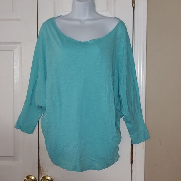 Stylus light bluish tuquoise butterfly style sleeve  tunic top  Sz XL - Picture 1 of 5